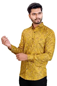 Phesgo Men's Printed Cotton Collared Neck Long Sleeve Ethnic Wear Shirt (NE_42117-Mustard-X-Large)-thumb1