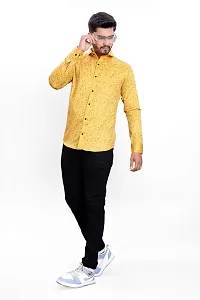 Phesgo Men's Printed Cotton Collared Neck Long Sleeve Ethnic Wear Shirt (NE_42104-Yellow-Medium)-thumb3