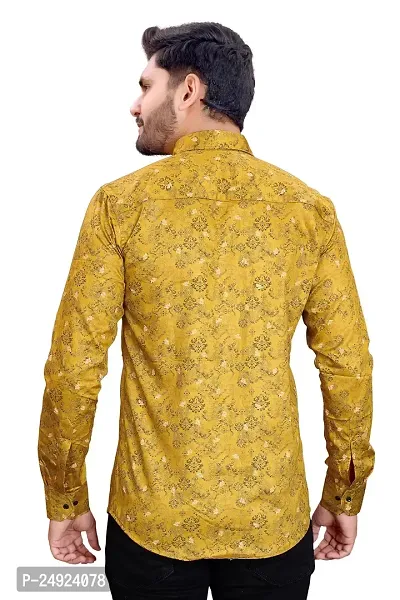 Phesgo Men's Printed Cotton Collared Neck Long Sleeve Ethnic Wear Shirt (NE_42124-Mustard-XX-Large)-thumb3