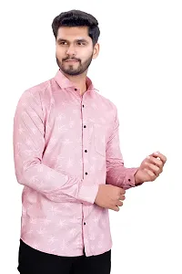 NIRANKARYA Men's Printed Cotton Collared Neck Long Sleeve Casual Shirt (LT Pink-XX-Large)-thumb1