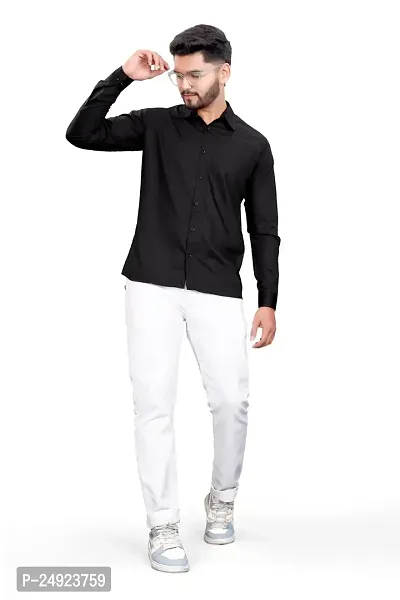 NIRANKARYA Men's Plain Cotton Collared Neck Long Sleeve Casual Shirt (NR_42214)-thumb4