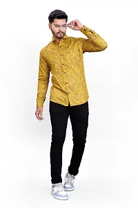 Phesgo Men's Printed Cotton Collared Neck Long Sleeve Ethnic Wear Shirt (NE_42124-Mustard-XX-Large)-thumb3