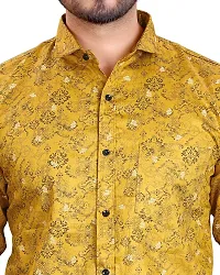 Phesgo Men's Printed Cotton Collared Neck Long Sleeve Ethnic Wear Shirt (NE_42117-Mustard-X-Large)-thumb4