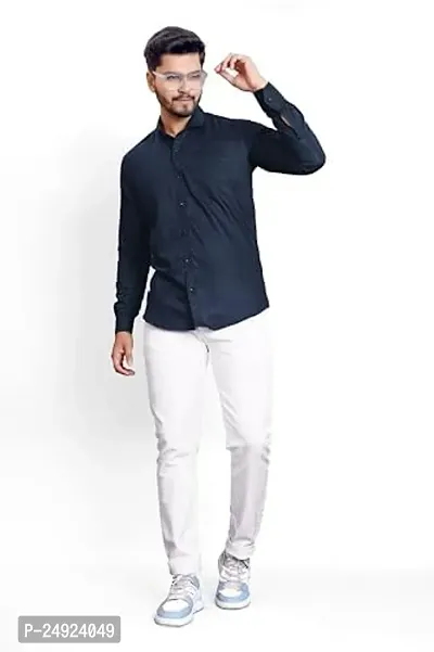 NIRANKARYA Men's Plain Cotton Collared Neck Long Sleeve Casual Shirt (NR_42214)-thumb5
