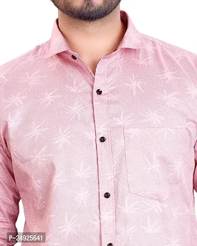 Phesgo Men's Printed Cotton Collared Neck Long Sleeve Ethnic Wear Shirt (NE_42123-Pink-XX-Large)-thumb4