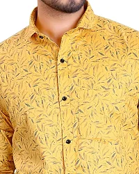 Phesgo Men's Printed Cotton Collared Neck Long Sleeve Ethnic Wear Shirt (NE_42125-Yellow-XX-Large)-thumb1