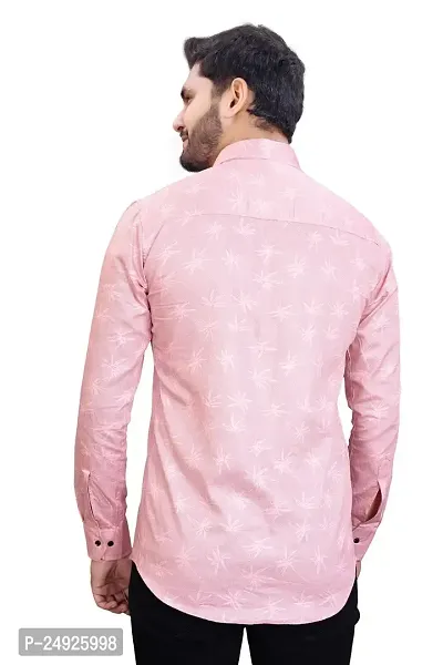 NIRANKARYA Men's Printed Cotton Collared Neck Long Sleeve Casual Shirt (Pink-X-Large)-thumb4