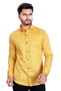 Phesgo Men's Printed Cotton Collared Neck Long Sleeve Ethnic Wear Shirt (NE_42125-Yellow-XX-Large)-thumb2