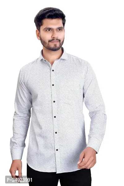 Phesgo Men's Printed Cotton Collared Neck Long Sleeve Ethnic Wear Shirt (NE_42107-Sky Blue-Medium)-thumb0