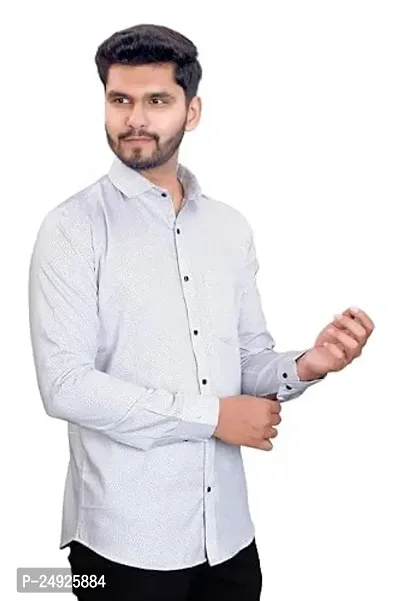 NIRANKARYA Men's Plain Cotton Collared Neck Long Sleeve Casual Shirt (Sky Blue-Large)-thumb4