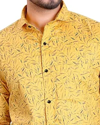 NIRANKARYA Men's Printed Cotton Long Sleeve Casual Shirt (Yellow-XX-Large)-thumb3
