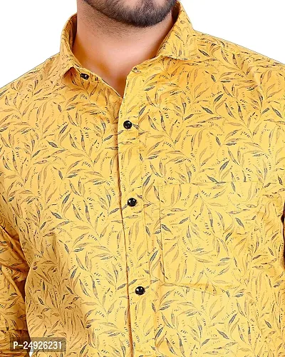 NIRANKARYA Men's Printed Cotton Long Sleeve Casual Shirt (Yellow-XX-Large)-thumb4