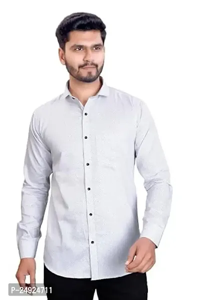 NIRANKARYA Men's Printed Cotton Collared Neck Long Sleeve Casual Shirt (Sky Blue-Medium)-thumb0