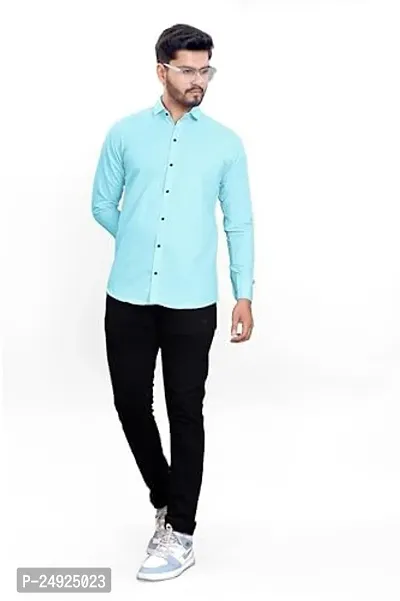 NIRANKARYA Men's Plain Cotton Collared Neck Long Sleeve Casual Shirt (NR_42214)-thumb5