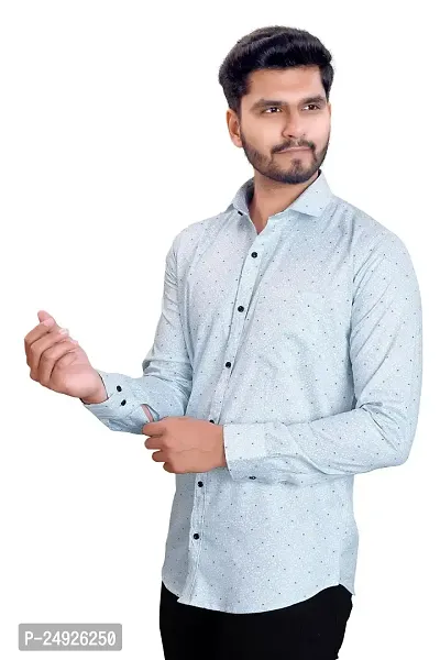 NIRANKARYA Men's Plain Cotton Collared Neck Long Sleeve Casual Shirt (Sky Blue-X-Large)-thumb2