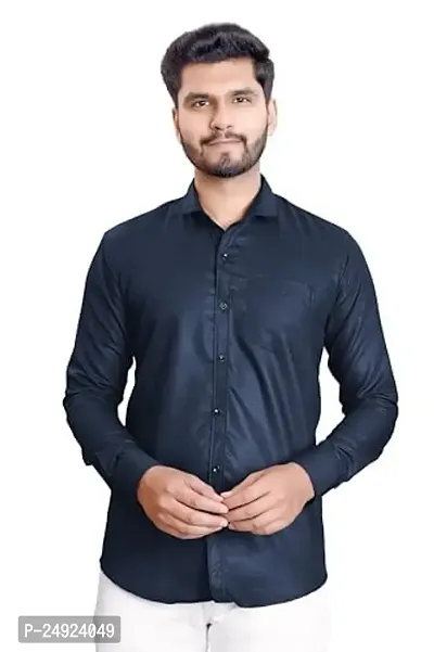 NIRANKARYA Men's Plain Cotton Collared Neck Long Sleeve Casual Shirt (NR_42214)-thumb0