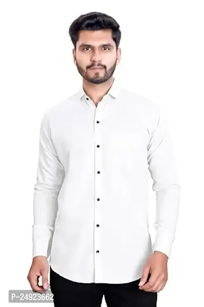 NIRANKARYA Men's Plain Cotton Collared Neck Long Sleeve Casual Shirt (NR_42214)-thumb0