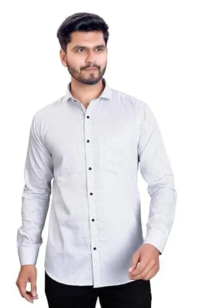 NIRANKARYA Men's Plain Cotton Collared Neck Long Sleeve Casual Shirt (Sky Blue-X-Large)