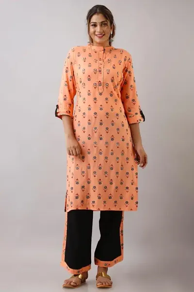 Stylish Rayon Floral Print Straight Kurta With Palazzo Set