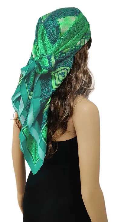 ONE ECHELON Satin Silk Scarf for Women Lightweight Fashion Scarves, Wrap in Floral Pattern for Spring Fall Summer