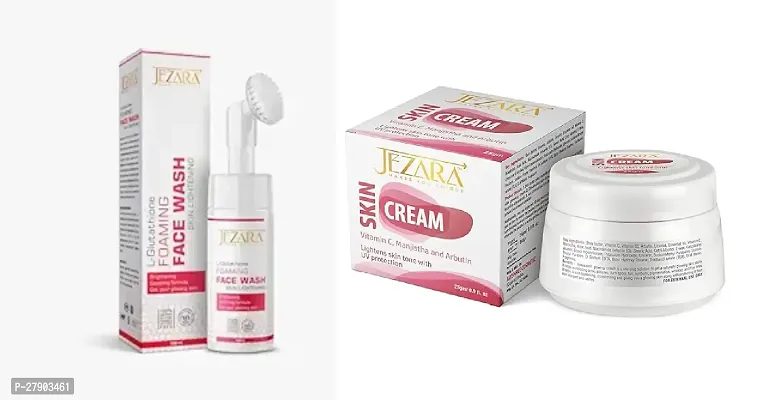 Combo of JEZARA LGlutathione Foaming Face Wash and JEZARA Skin Glowing Cream for Women and Men