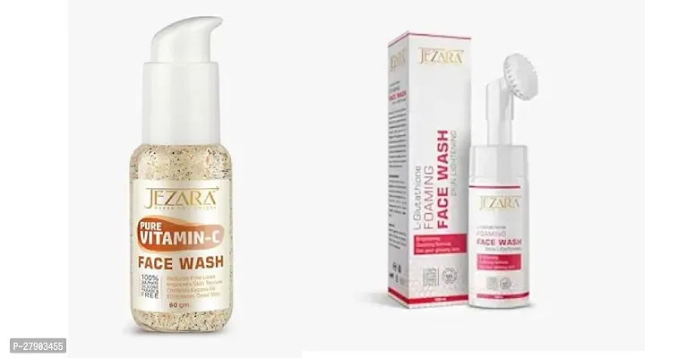 Combo of Jezara Pure Vitamin C Face Wash and JEZARA LGlutathione Foaming Face Wash