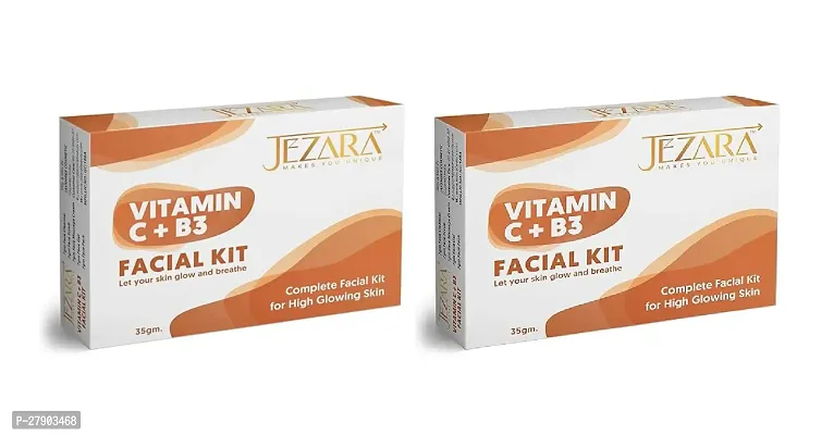 Jezara Vitamin CandB3 Facial Kit Revives Natural Glow and Improves Skin Texture For All Type Skin Types Set of Cleanser, Scrub , Cream, Gel, Pack  Pack of 2