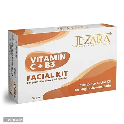 Jezara Vitamin CandB3 Facial Kit Revives Natural Glow and Improves Skin Texture For All Type Skin Types Set of Cleanser, Scrub , Cream, Gel, Pack  35 GRAM