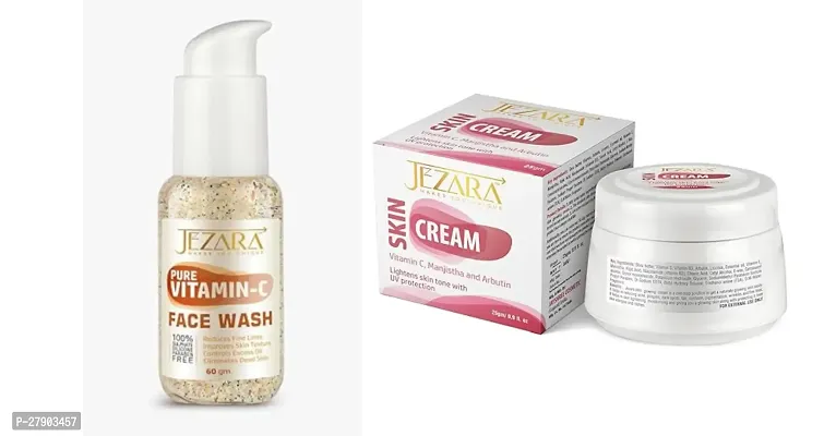 Combo of Jezara Pure Vitamin C Face Wash and JEZARA Skin Glowing Cream for Women and Men