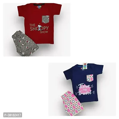 Stylish Multicoloured Cotton T-Shirts With Shorts For Boys Pack Of 2