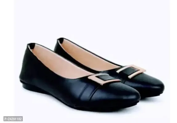 Elegant Black Synthetic Leather Self Design Bellies For Women