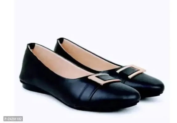 Elegant Black Synthetic Leather Self Design Bellies For Women-thumb0