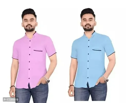 Reliable Cotton Blend Solid Half Sleeve Shirt For Men Pack Of 2