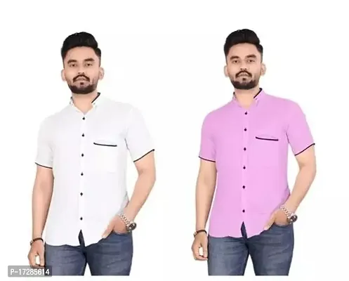 Reliable Cotton Blend Solid Half Sleeve Shirt For Men Pack Of 2