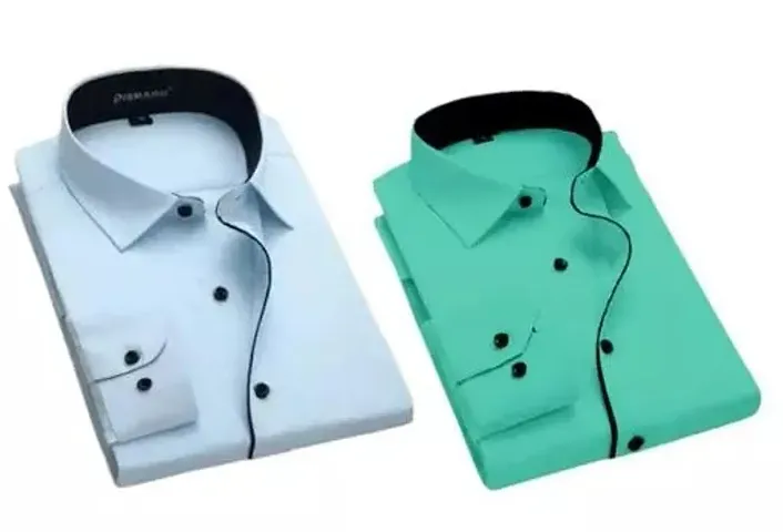 Stylish Cotton Blend Pack of 2 Full Sleeve Shirts