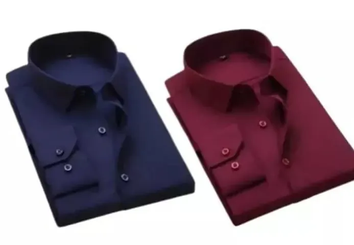 Stylish Cotton Blend Pack of 2 Full Sleeve Shirts