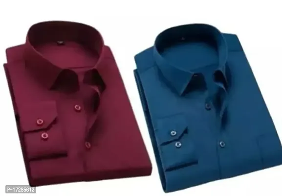 Reliable Cotton Blend Solid Full Sleeve Shirt For Men Pack Of 2