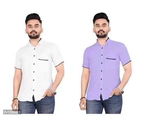 Reliable Cotton Blend Solid Half Sleeve Shirt For Men Pack Of 2