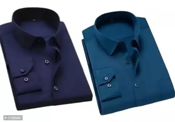 Reliable Cotton Blend Solid Full Sleeve Shirt For Men Pack Of 2