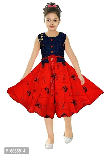 Cotton Frocks For Girls Daily Wear Kids Red Color
