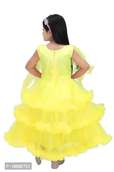 Girls Net Frock for Kids Gold Color-thumb3