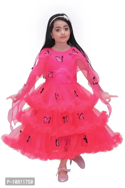 Girls Net Frock for Kids Pink Dip Color-thumb0