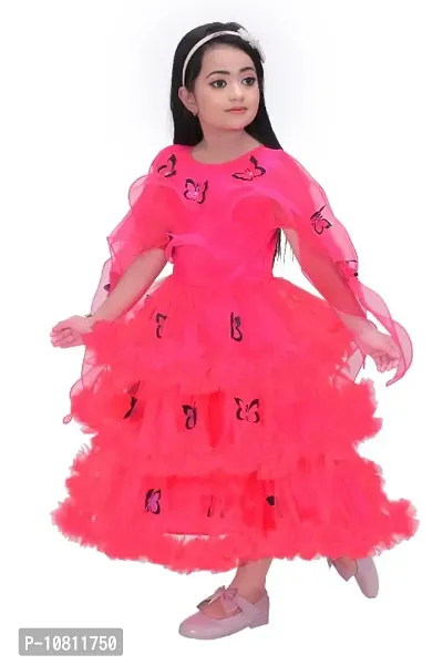 Girls Net Frock for Kids Pink Dip Color-thumb4