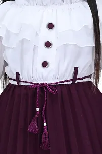 Stylish Maroon Cotton Self Pattern A-Line Dress For Girl-thumb2