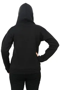 Womens Printed Black Sweatshirt Full Sleeve Hoodie Winter-thumb1