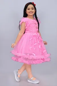 Girls Stylish Pink Net Frock-thumb2