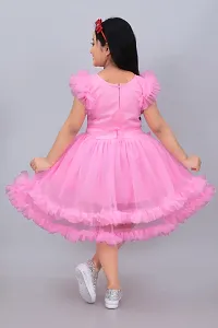 Girls Stylish Pink Net Frock-thumb1