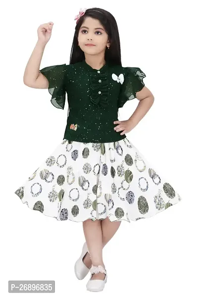 Girls' Green Top and Skirt Set for Towpart Aged 2 to 7 Years-thumb0