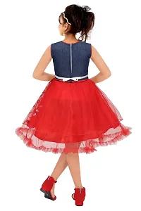 Girls net frock Red color-thumb2