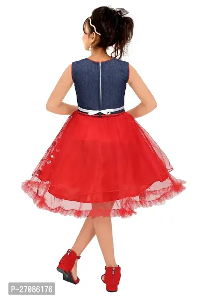 Girls net frock Red color-thumb3